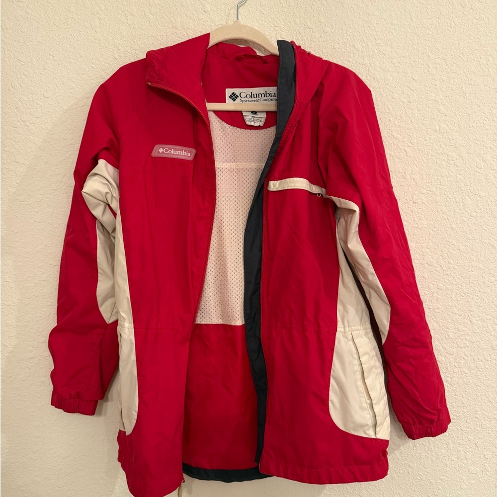 Red rain coat
